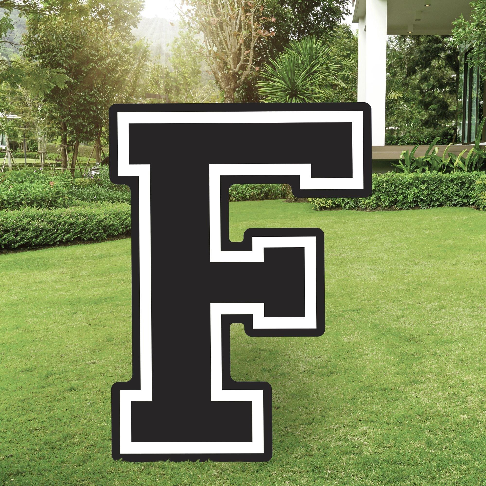 Black Collegiate Letter (F) Corrugated Plastic Yard Sign, 30in Party City